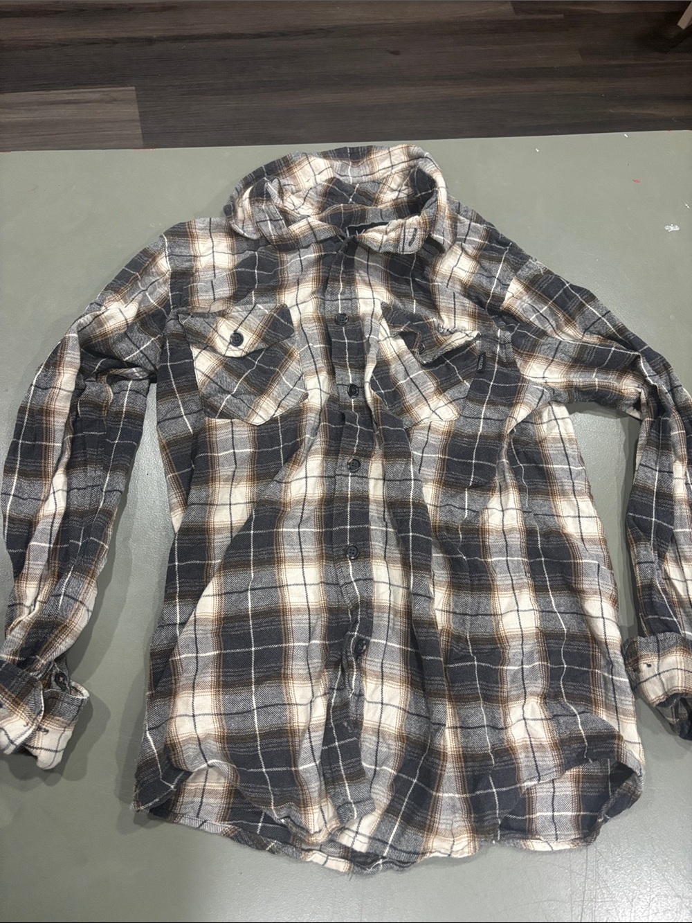 Women’s soft flannel shirt in Black, Cream & Brown